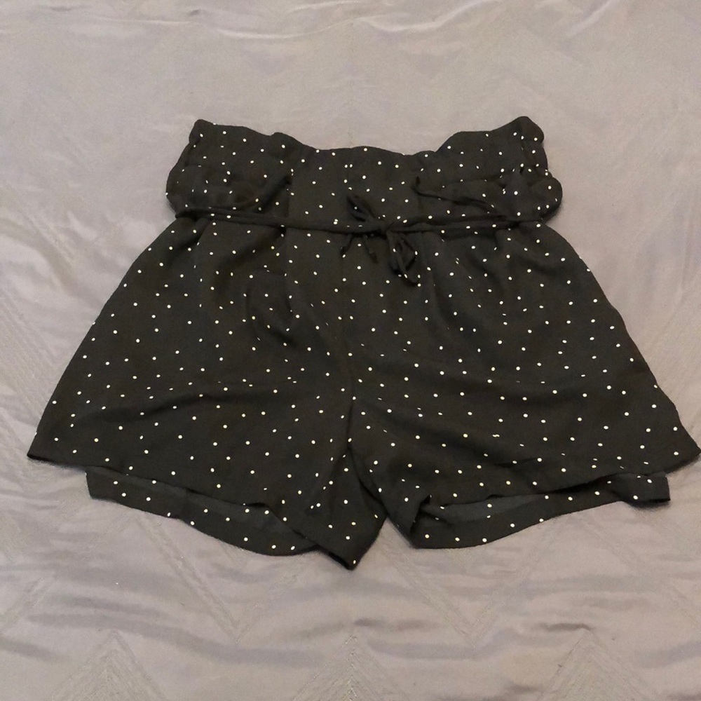 Ellison Black and White Polkadot Shorts